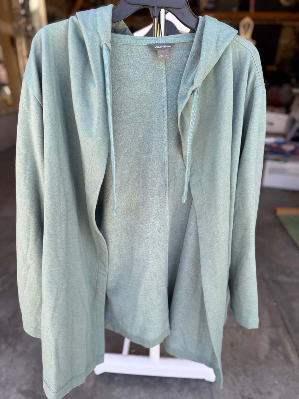 Eddie Bauer Women's 2XL Green Open Front Hooded Cardigan Hoodie